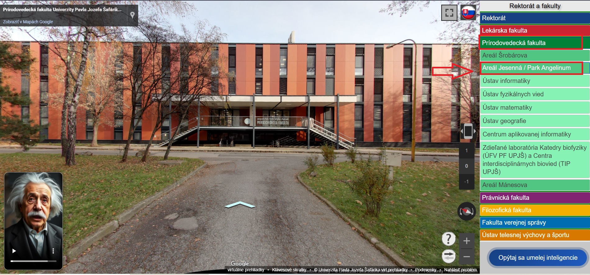 virtuálna prehliadka areálu Jesenn/Park Angelinum